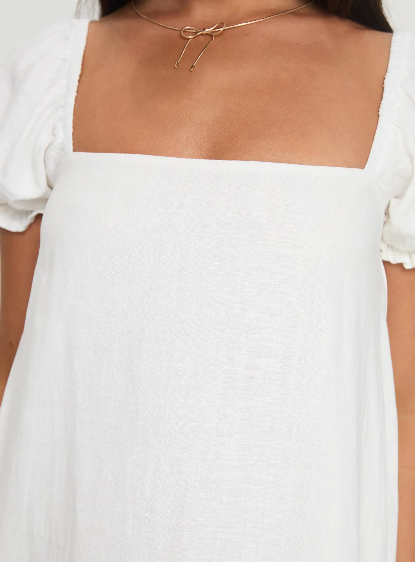 White Mini Linen Blend Dress