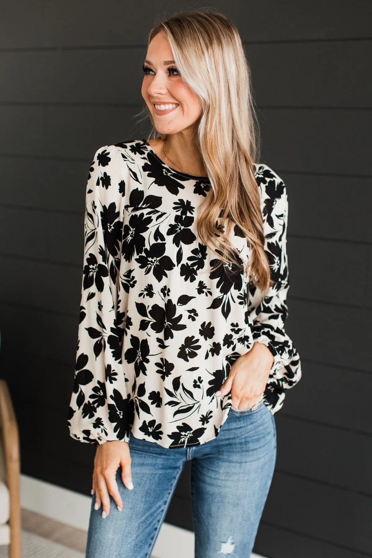 Light Taupe Floral Print Blouse - Shop Now
