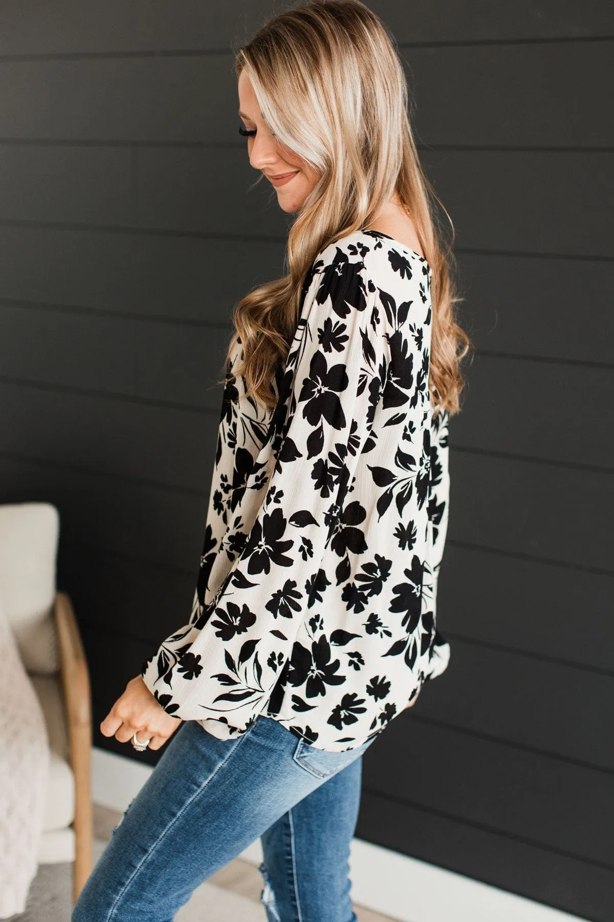 Light Taupe Floral Print Blouse - Shop Now
