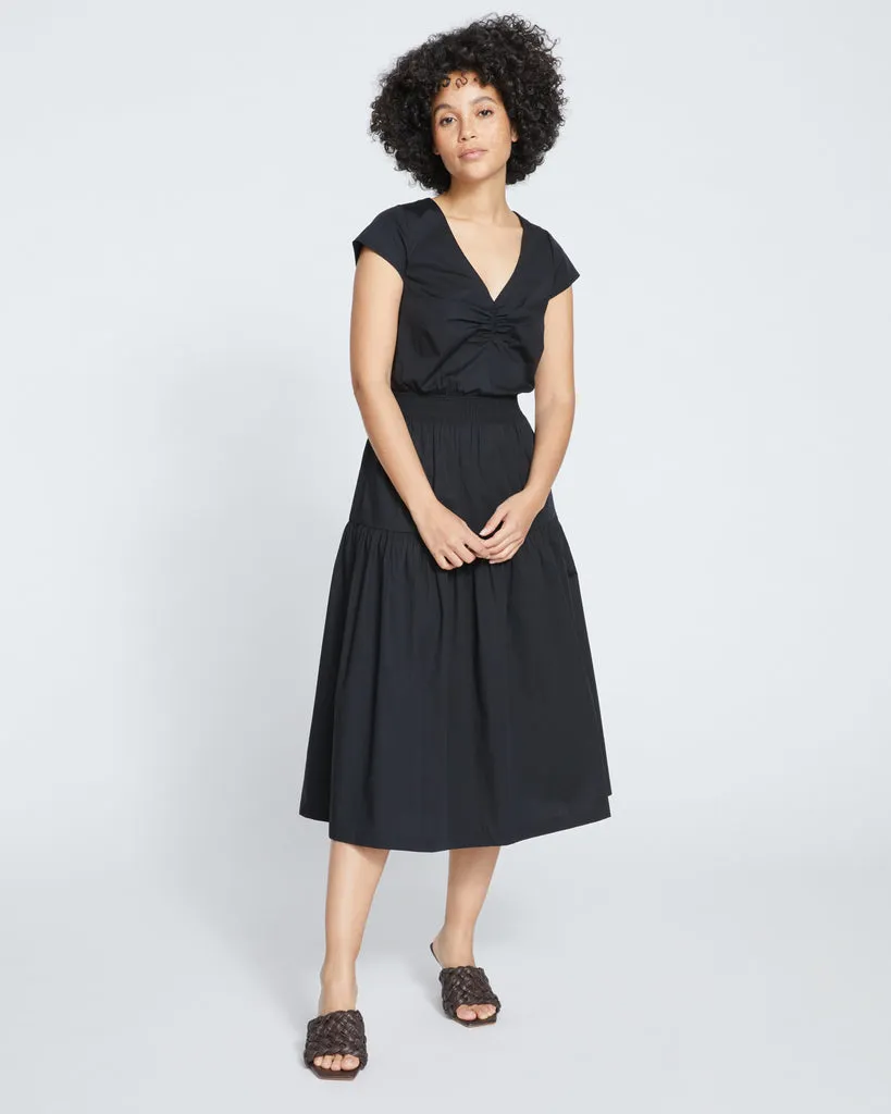 Black Ambroeus Smocked Poplin Dress