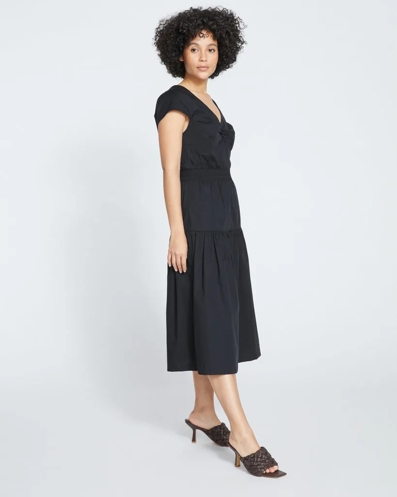 Black Ambroeus Smocked Poplin Dress