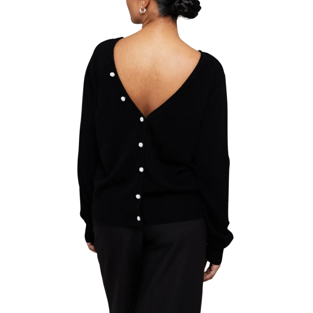 Black Beaulah Button Back Sweater