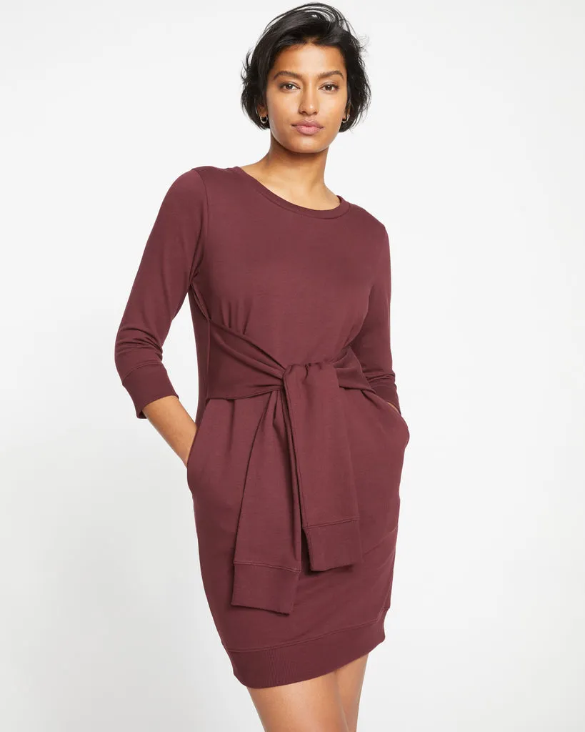 Black Cherry Misa Tie Sweatshirt Dress