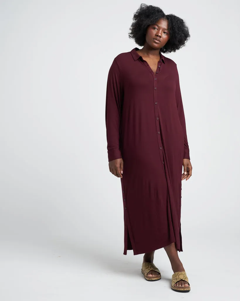 Black Cherry Sally Liquid Jersey Shirt Dress