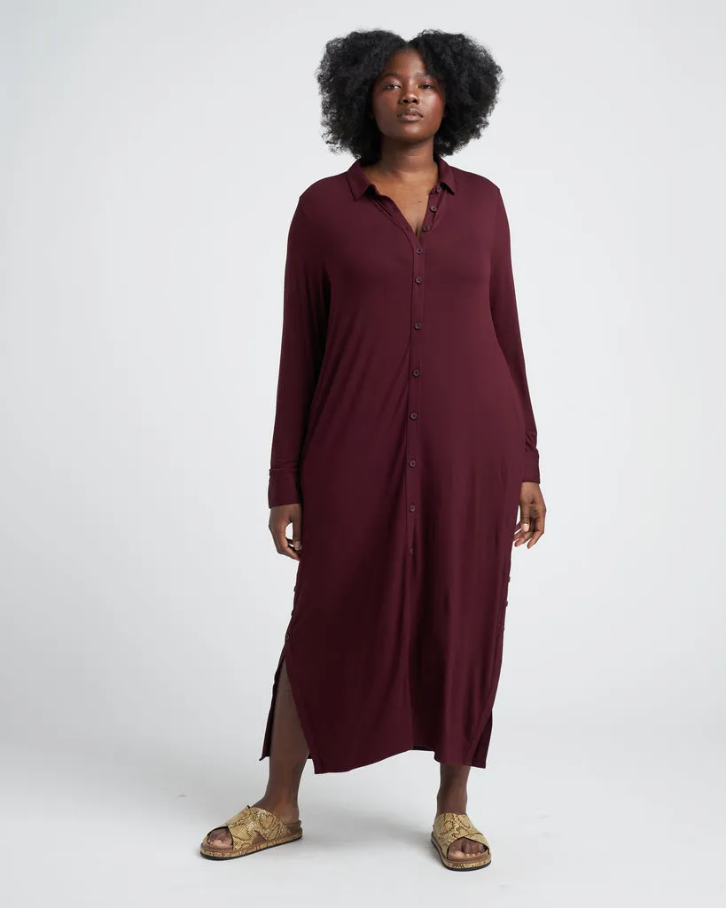 Black Cherry Sally Liquid Jersey Shirt Dress