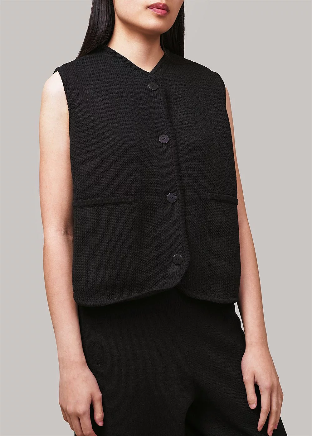 Black Cotton Waistcoat - Box Style.