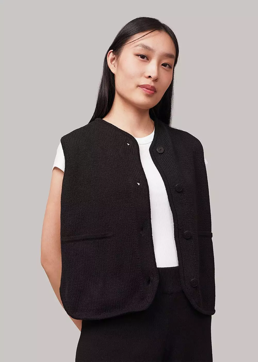 Black Cotton Waistcoat - Box Style.