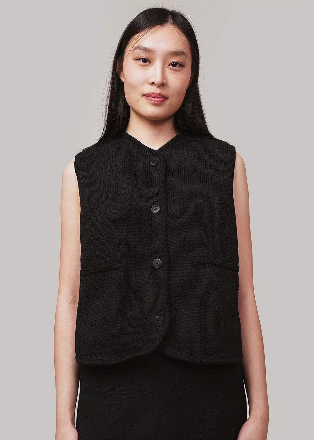 Black Cotton Waistcoat - Box Style.