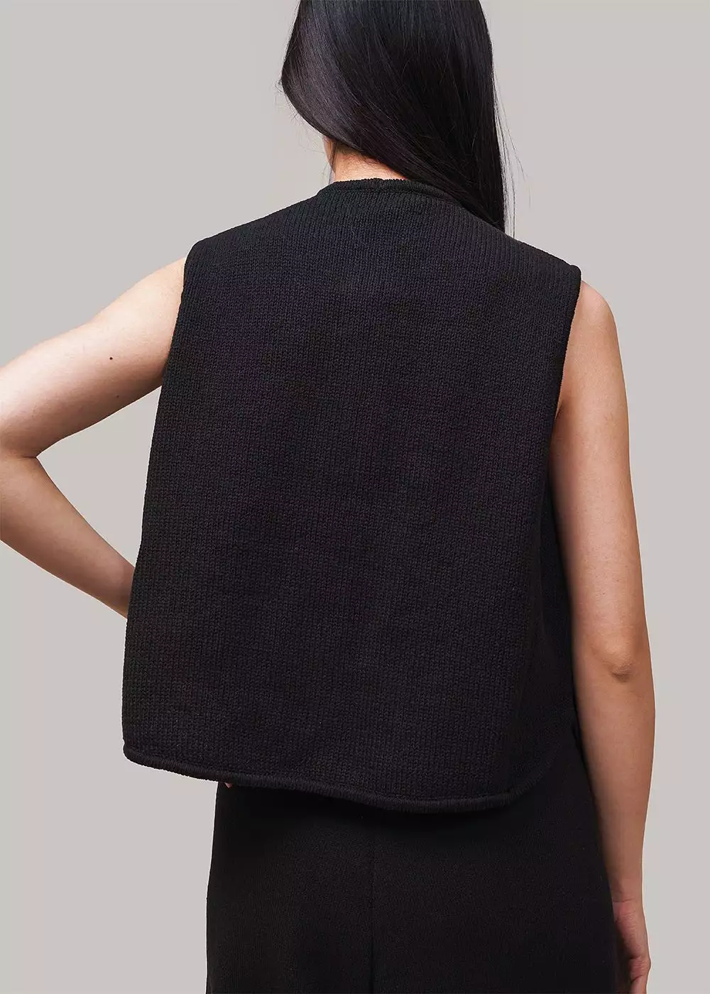 Black Cotton Waistcoat - Box Style.