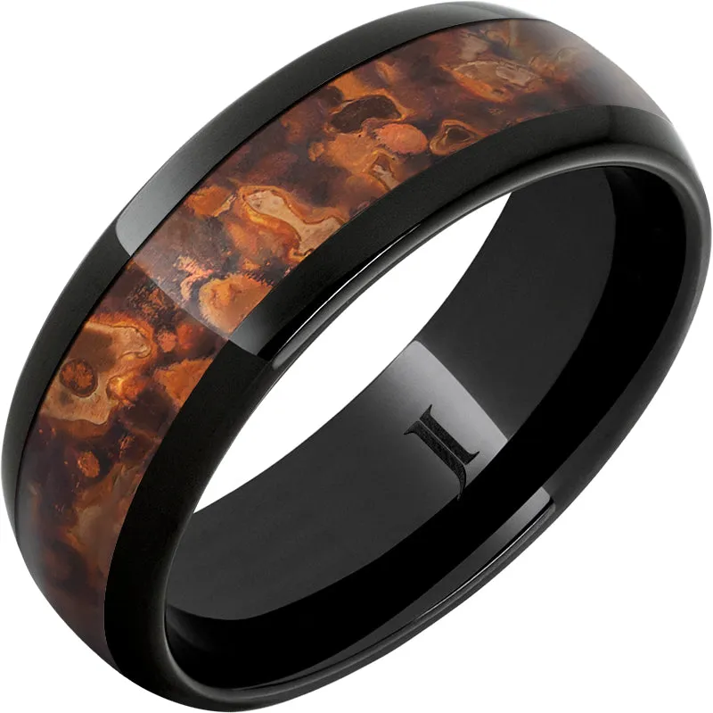 Black Diamond Ceramic Ring Distressed Copper Inlay