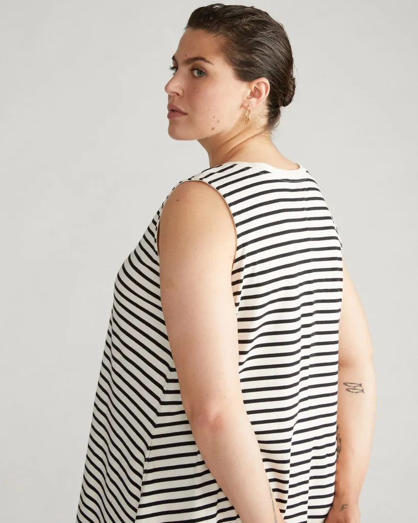 Black Ecru Bay Breton Stripe Sleeveless Dress