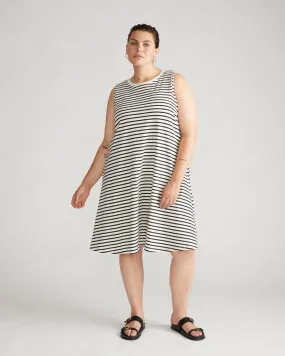 Black Ecru Bay Breton Stripe Sleeveless Dress