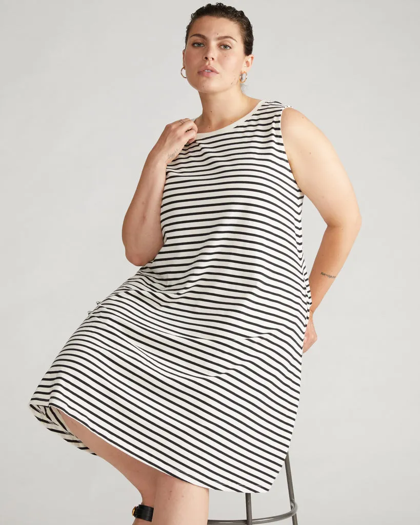 Black Ecru Bay Breton Stripe Sleeveless Dress