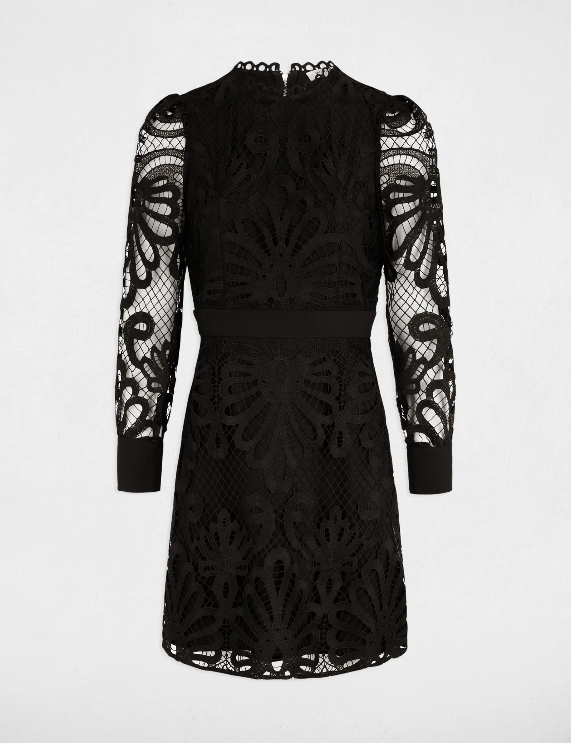 Black Fitted Lace Mini Dress for Women