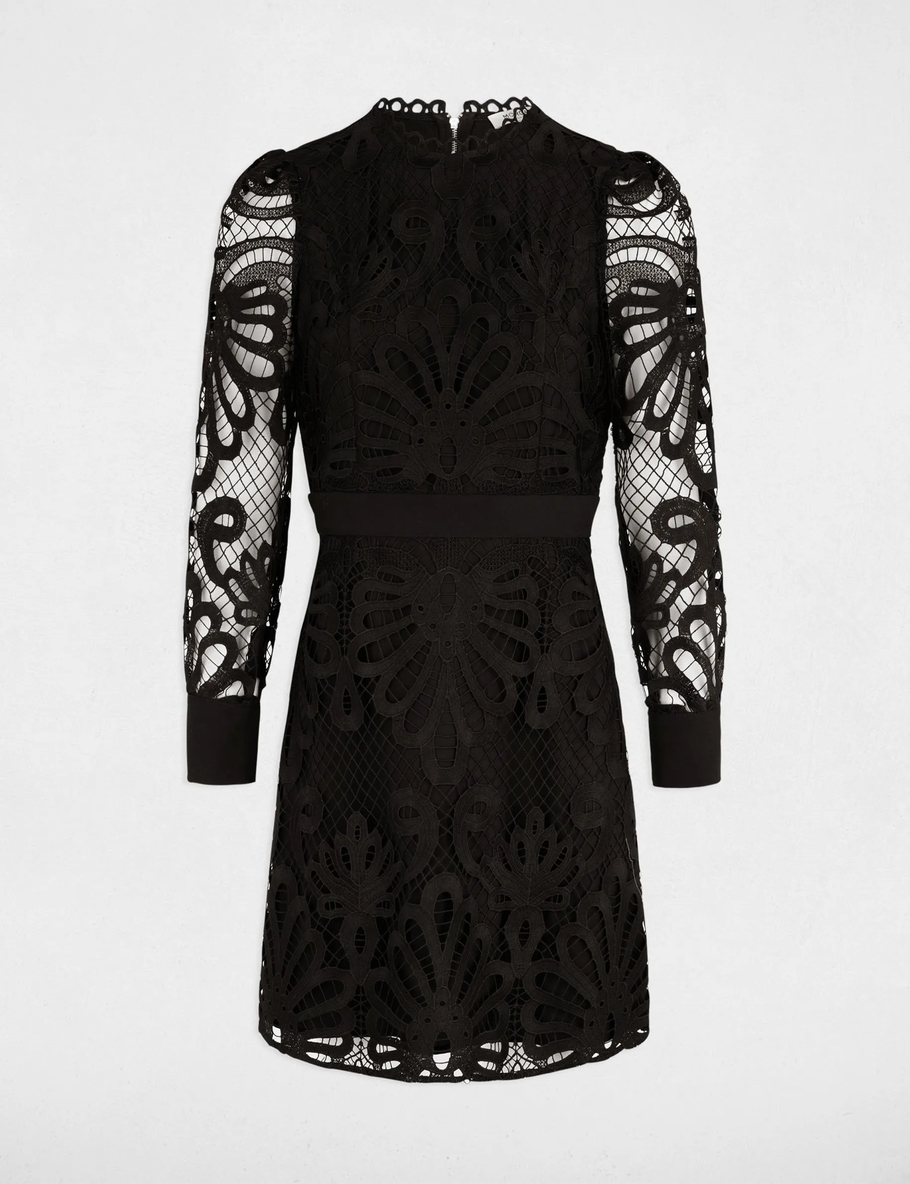 Black Fitted Lace Mini Dress for Women