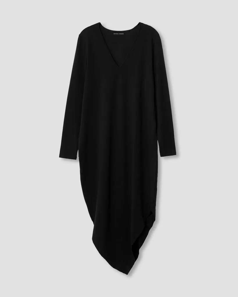 Black Iconic Long Sleeve V-Neck Geneva Dress