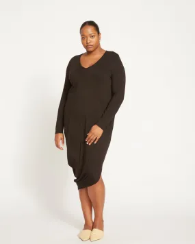 Black Iconic Long Sleeve V-Neck Geneva Dress