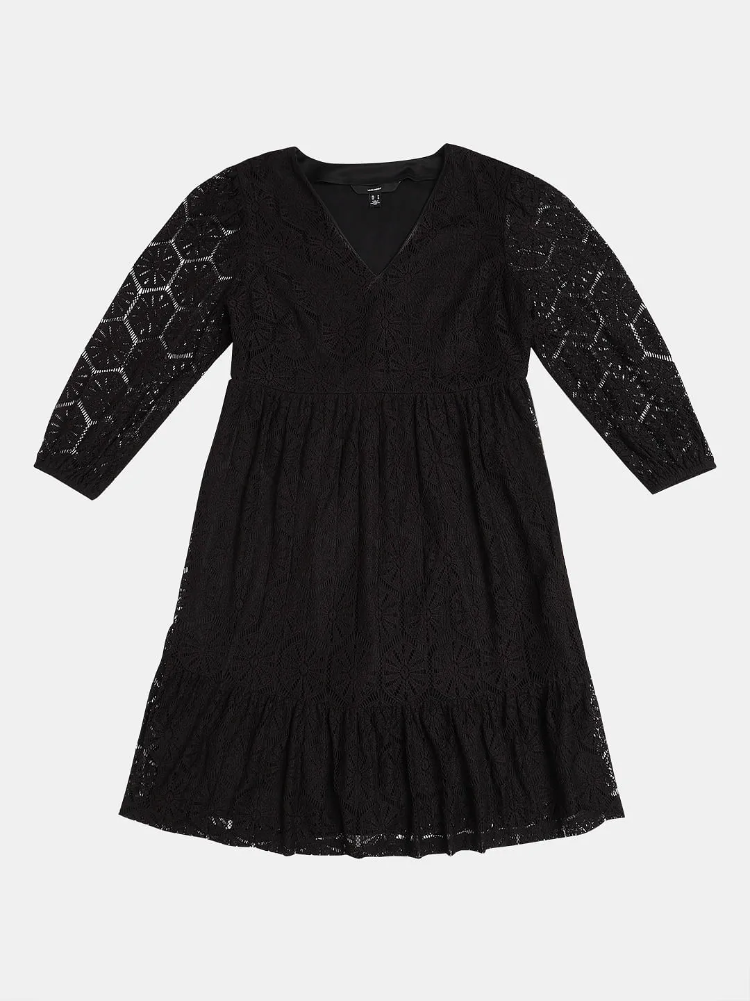 Black Lace Flare Dress for Women