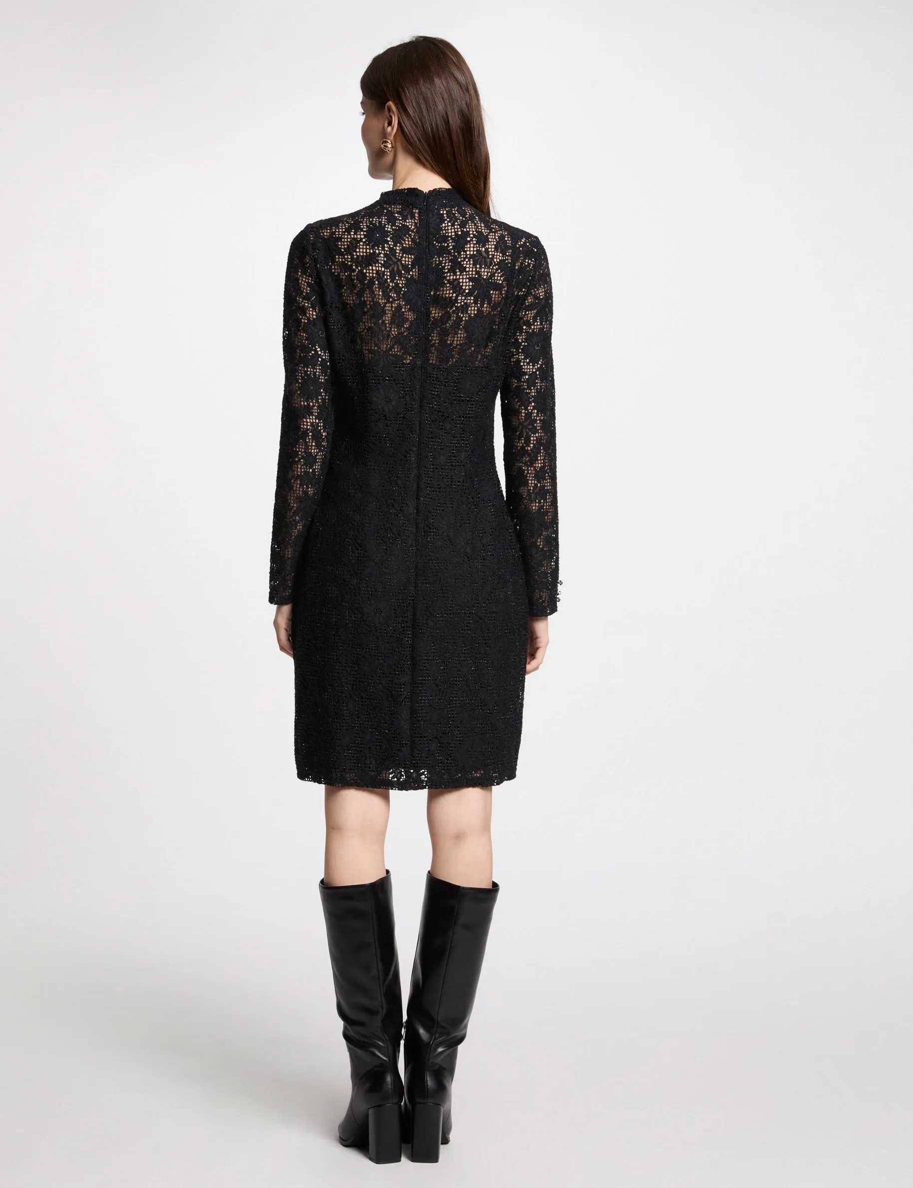 Black Lace Mini Tight Dress for Women