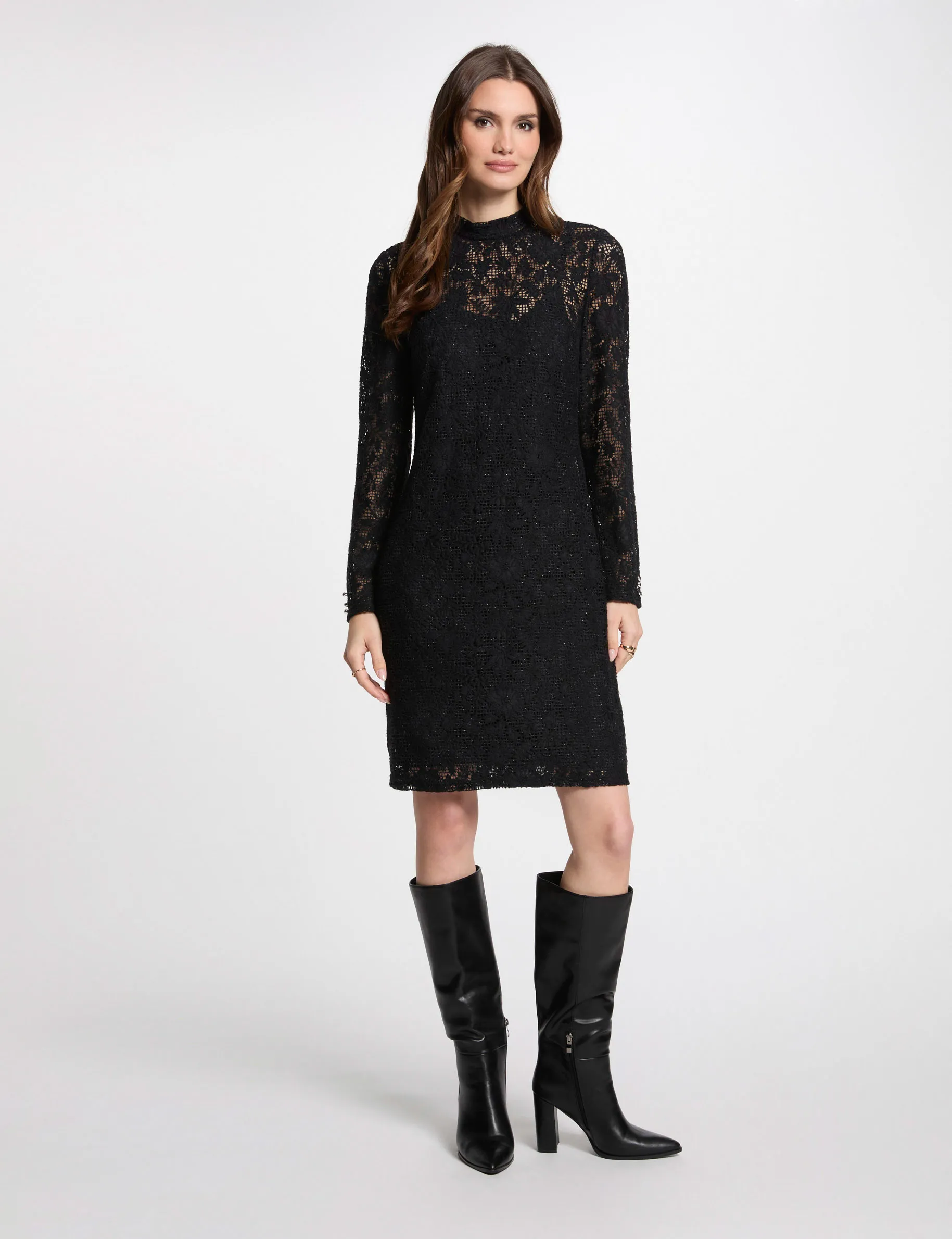 Black Lace Mini Tight Dress for Women