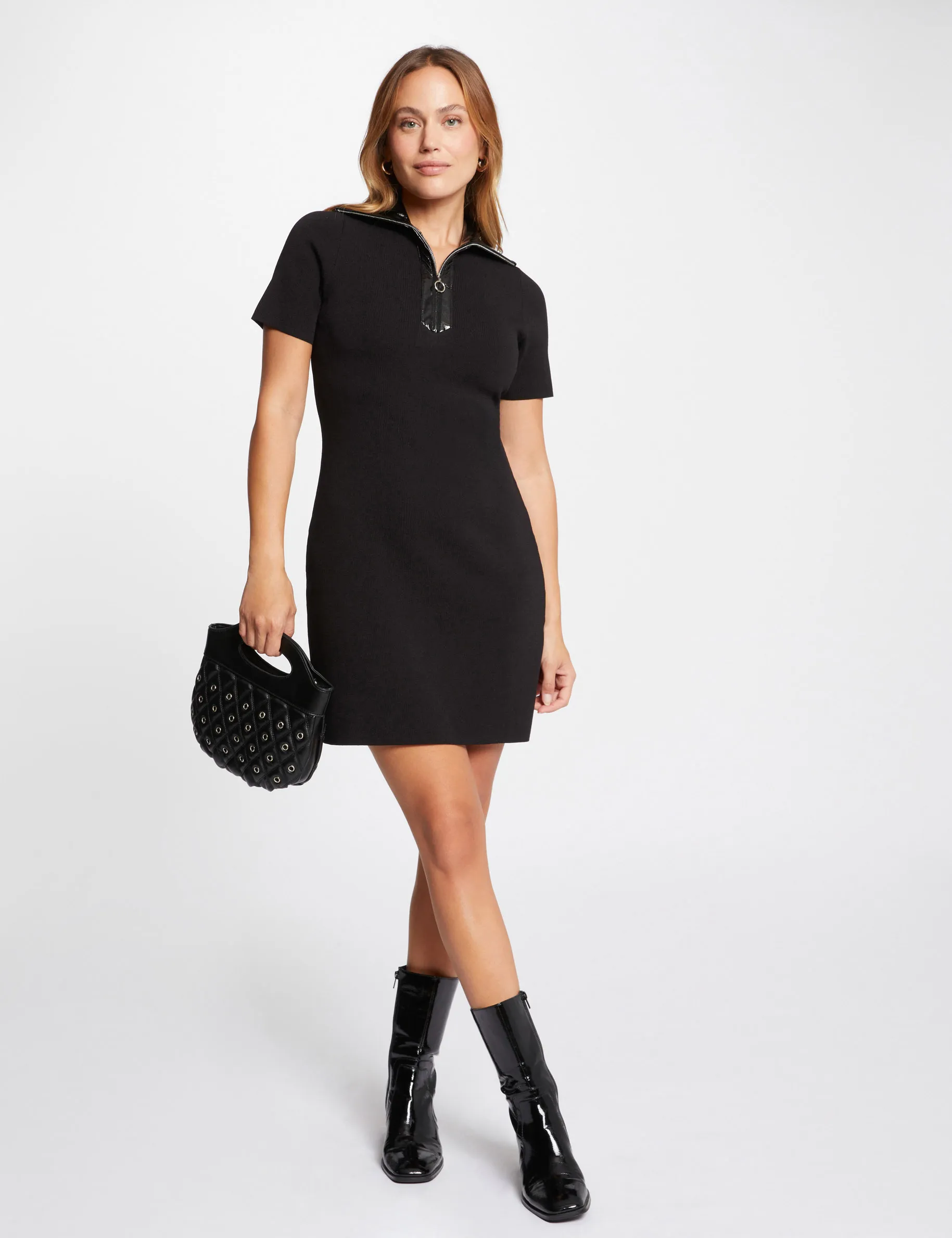 Black Mini Knitted Dress for Women