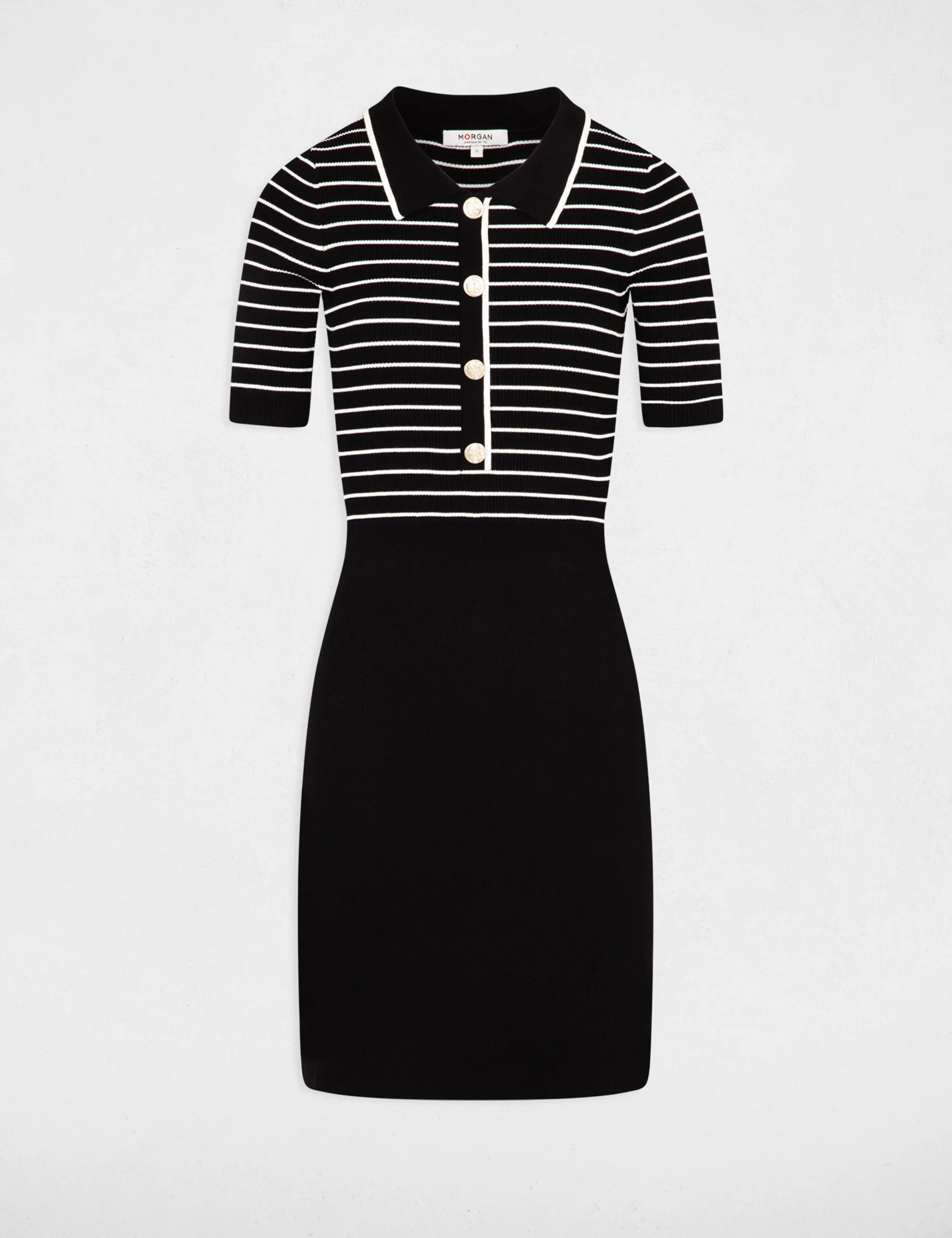 Black Mini Knitted Striped Dress for Women