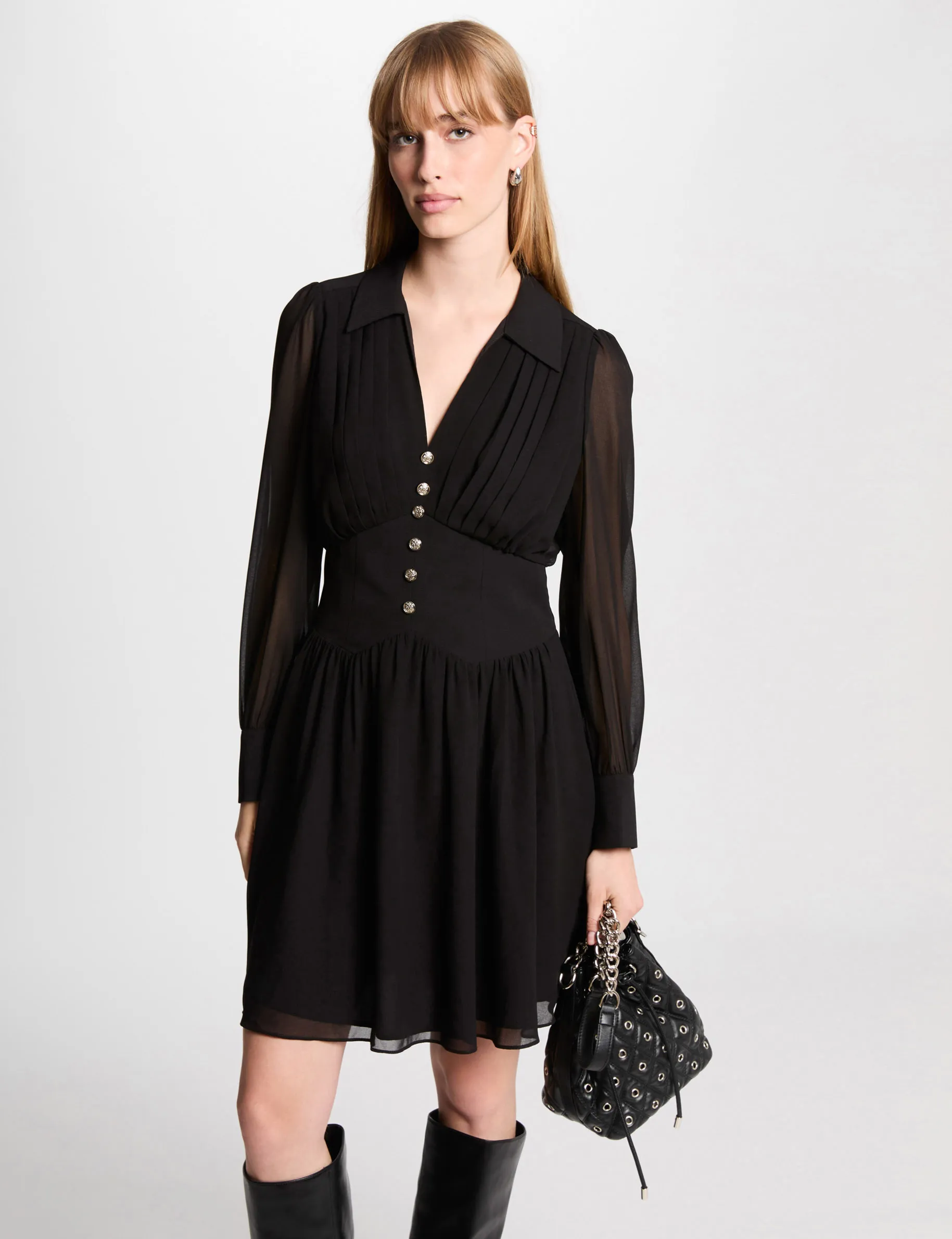 Black Mini Loose Skater Dress for Women