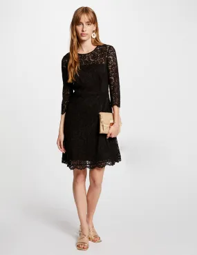 Black Mini Skater Lace Dress for Women