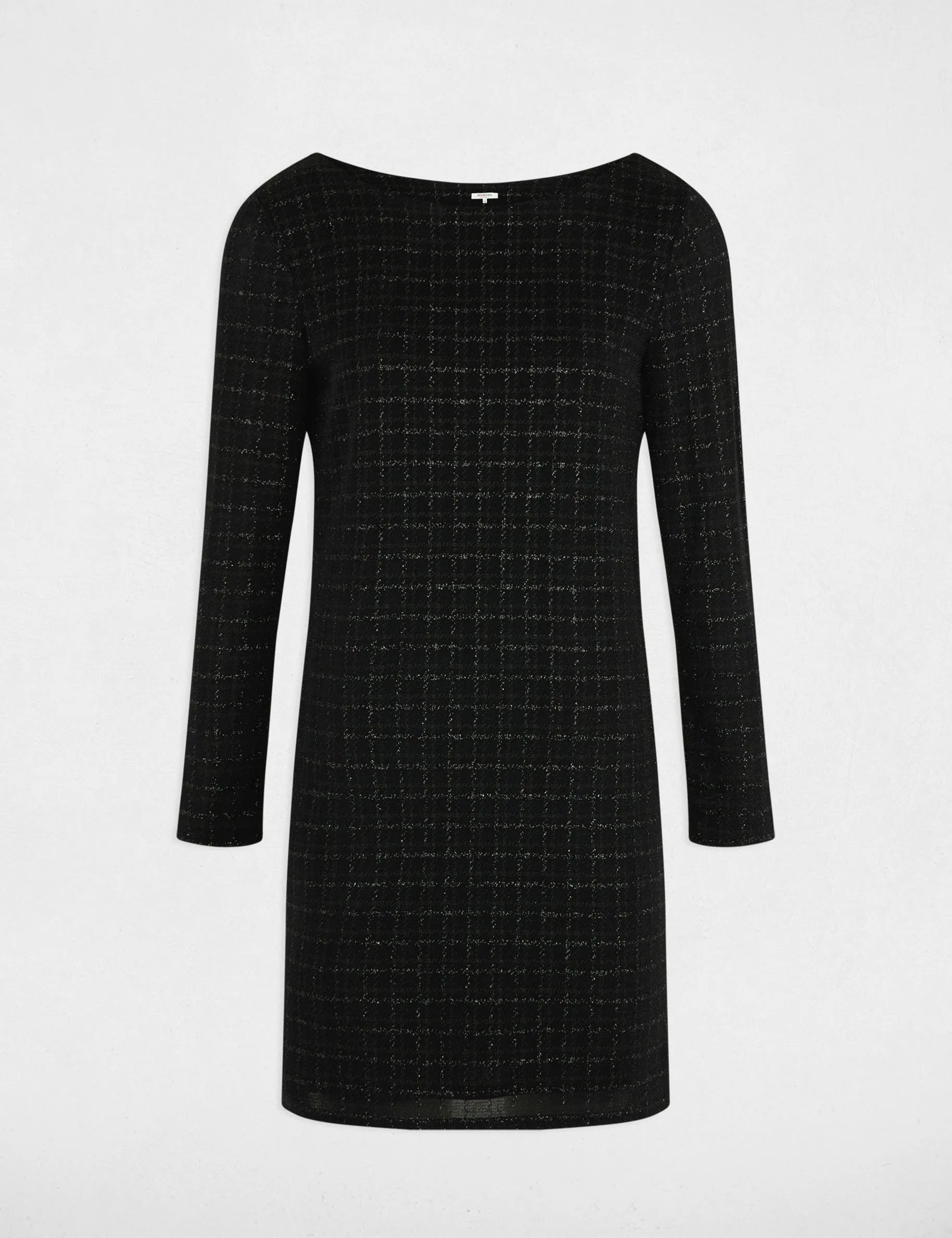 Black Mini Straight Tweed Dress for Women