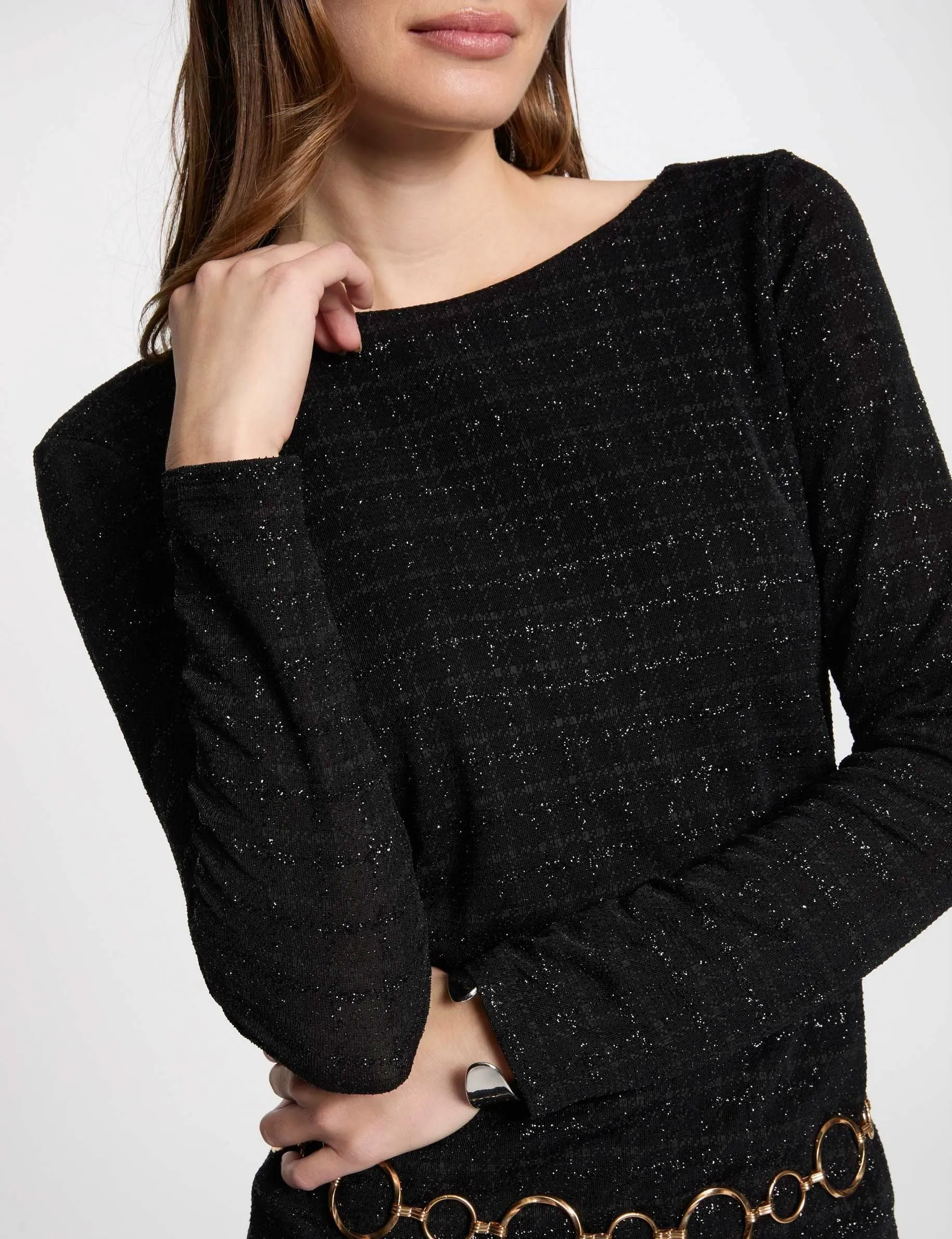 Black Mini Straight Tweed Dress for Women