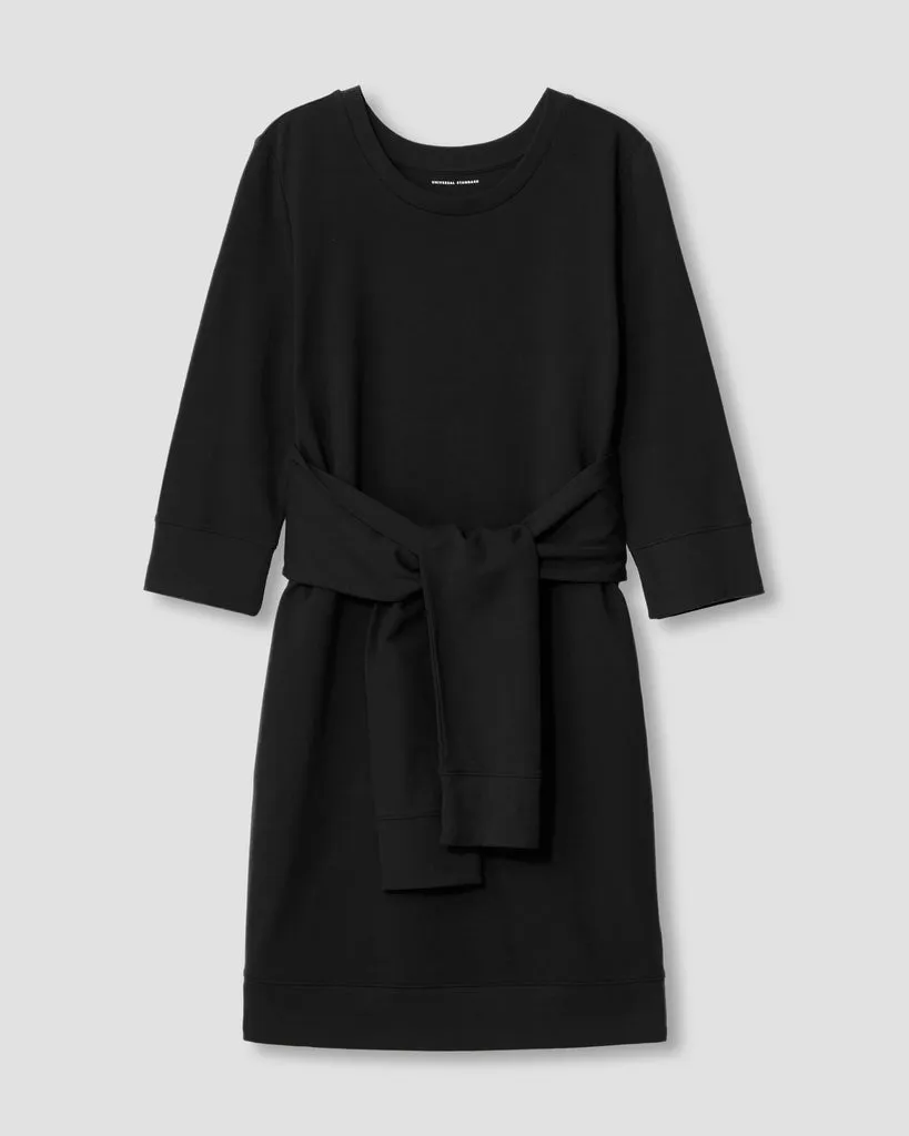 Black Misa Tie Sweatshirt Dress