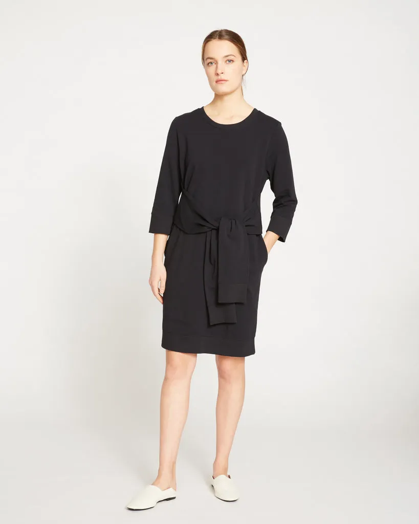 Black Misa Tie Sweatshirt Dress