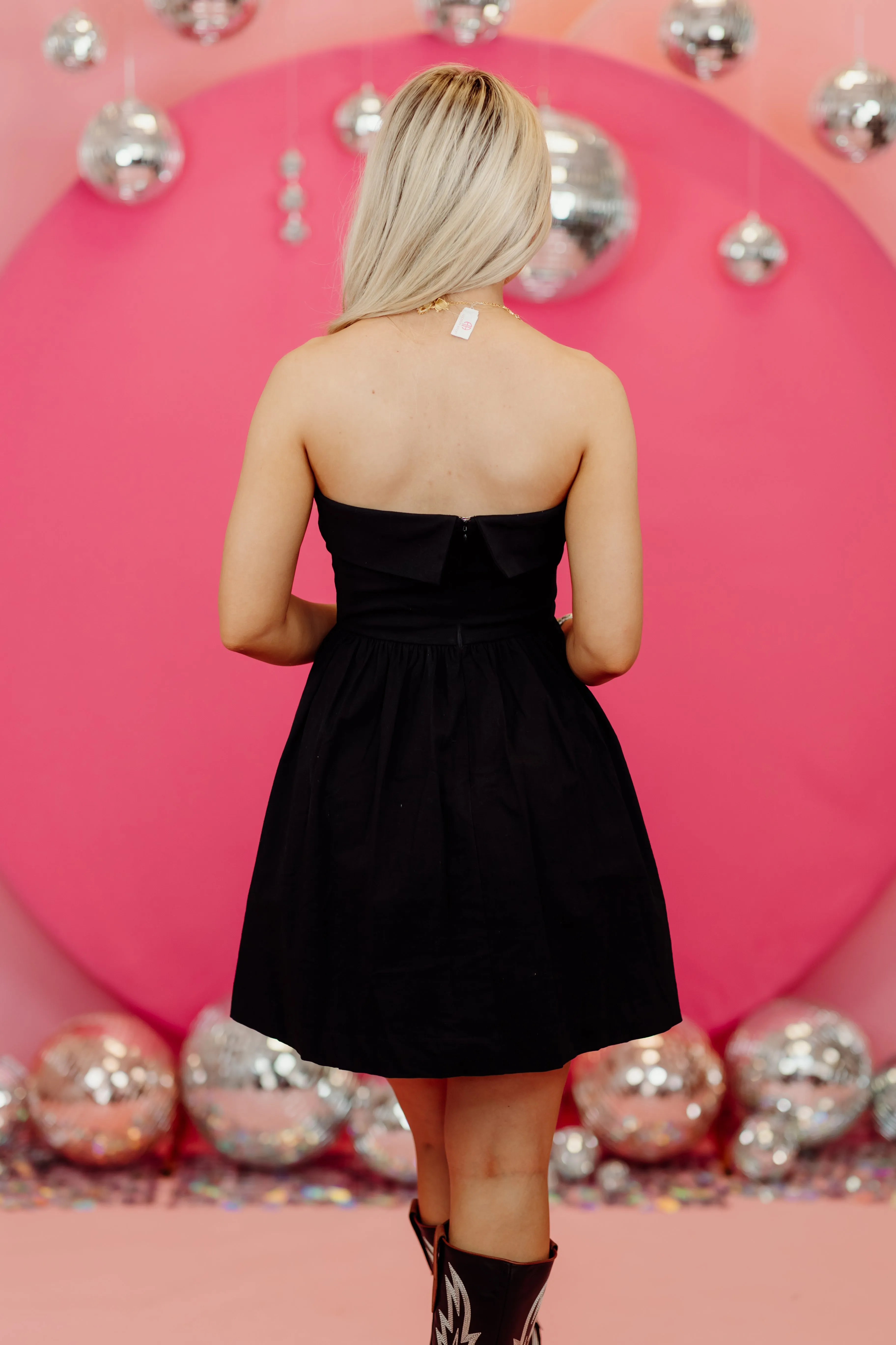 Black Overlay Mini Dress Strapless