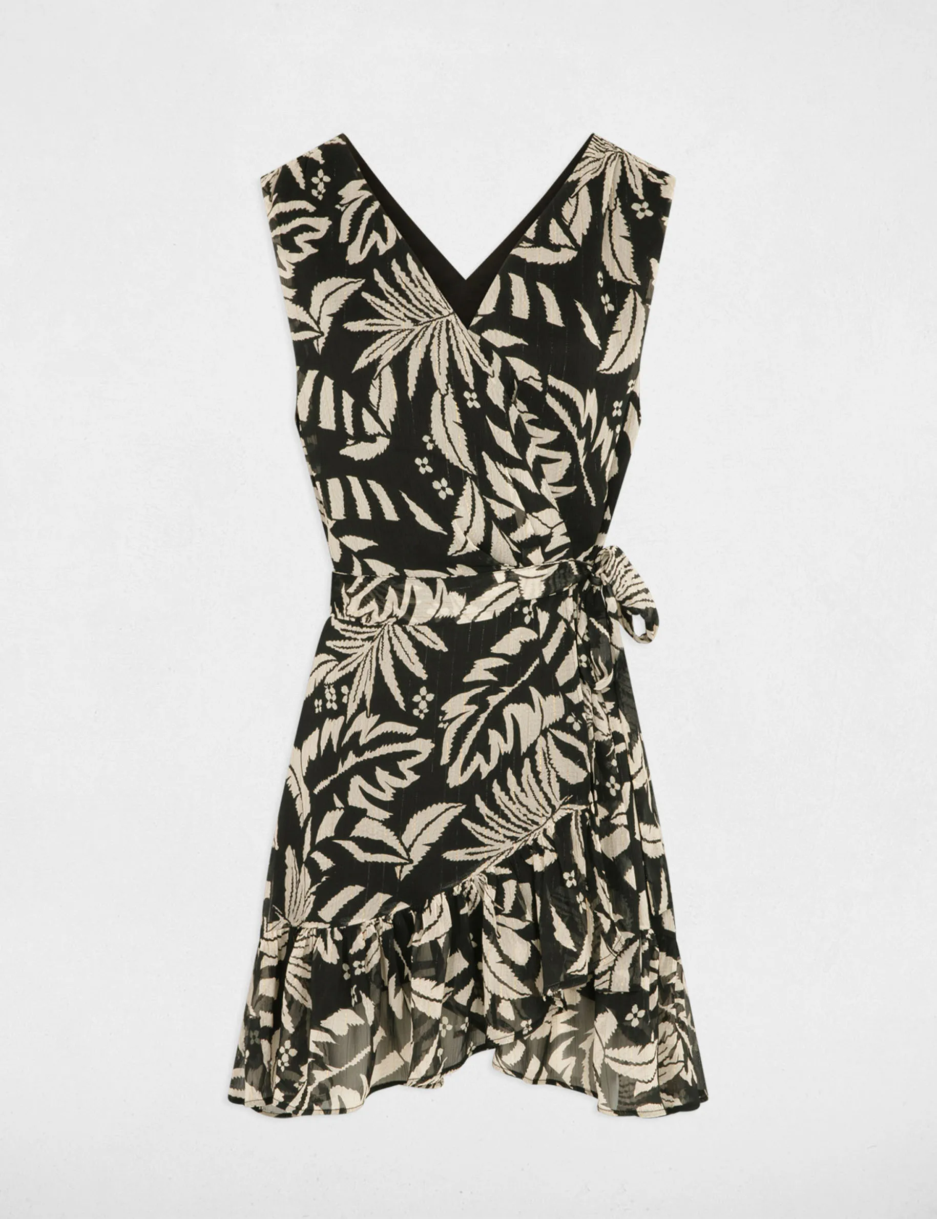 Black Printed Wrap Dress for Women