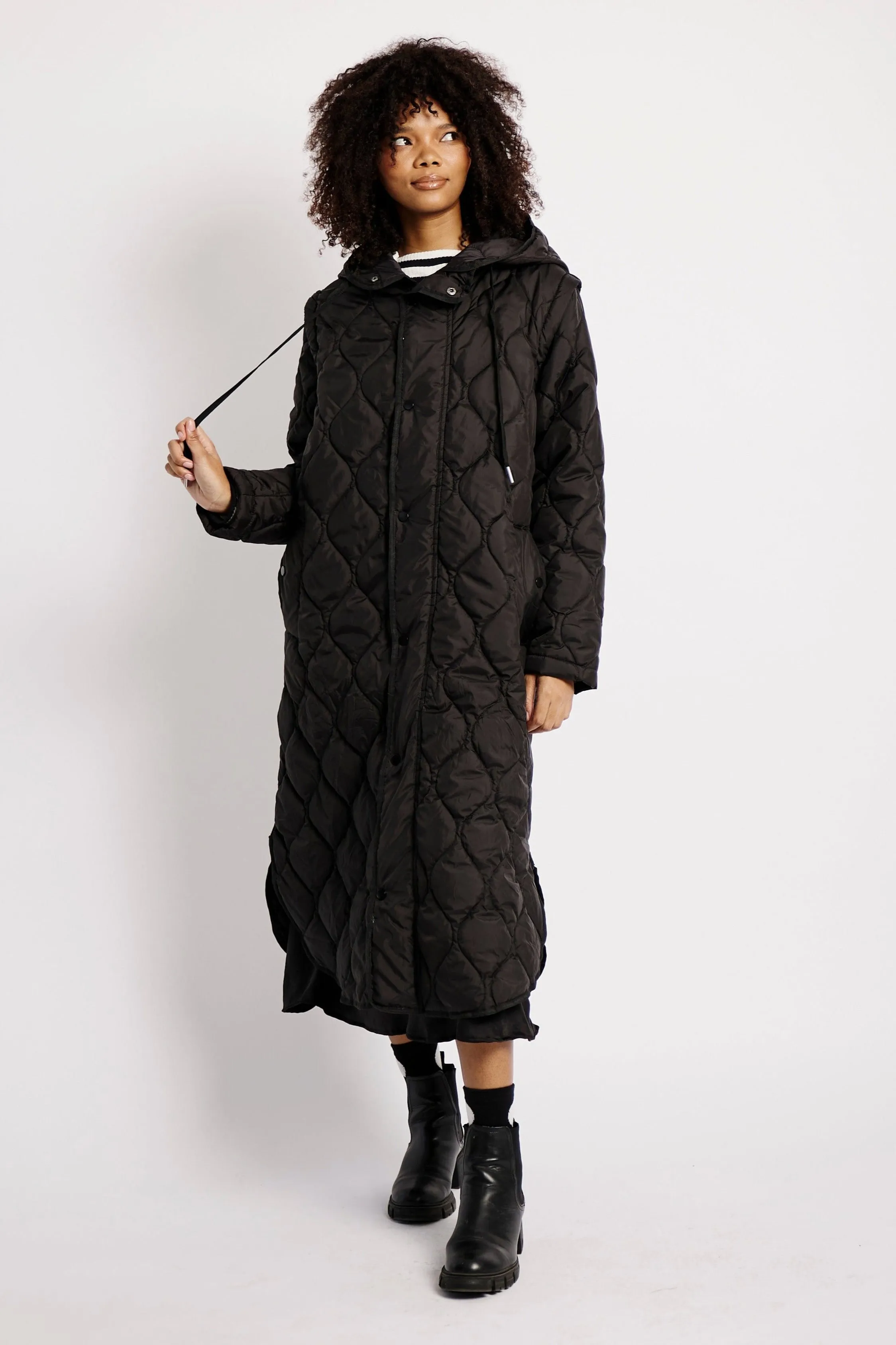 Black Quilted Puffer in