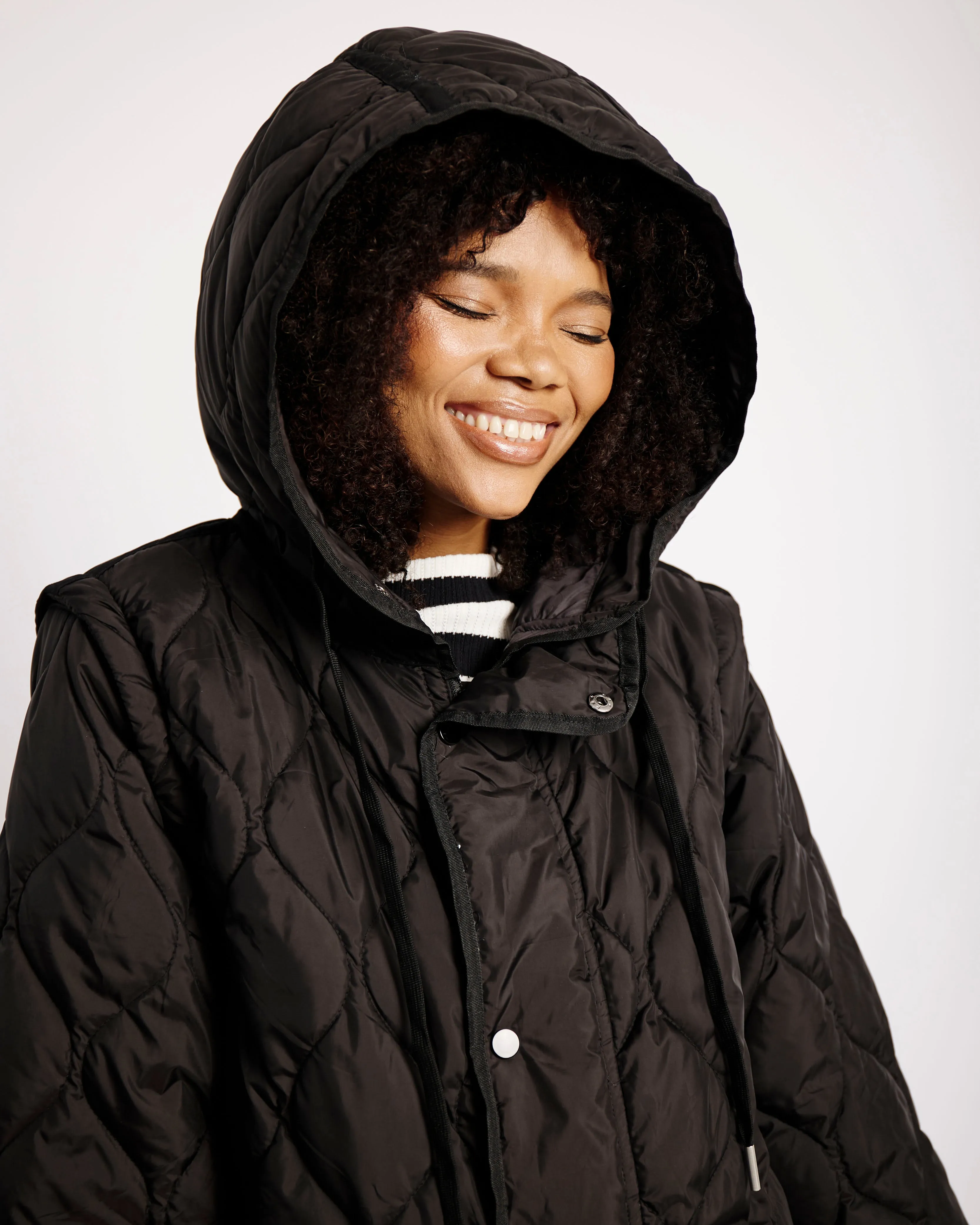 Black Quilted Puffer in