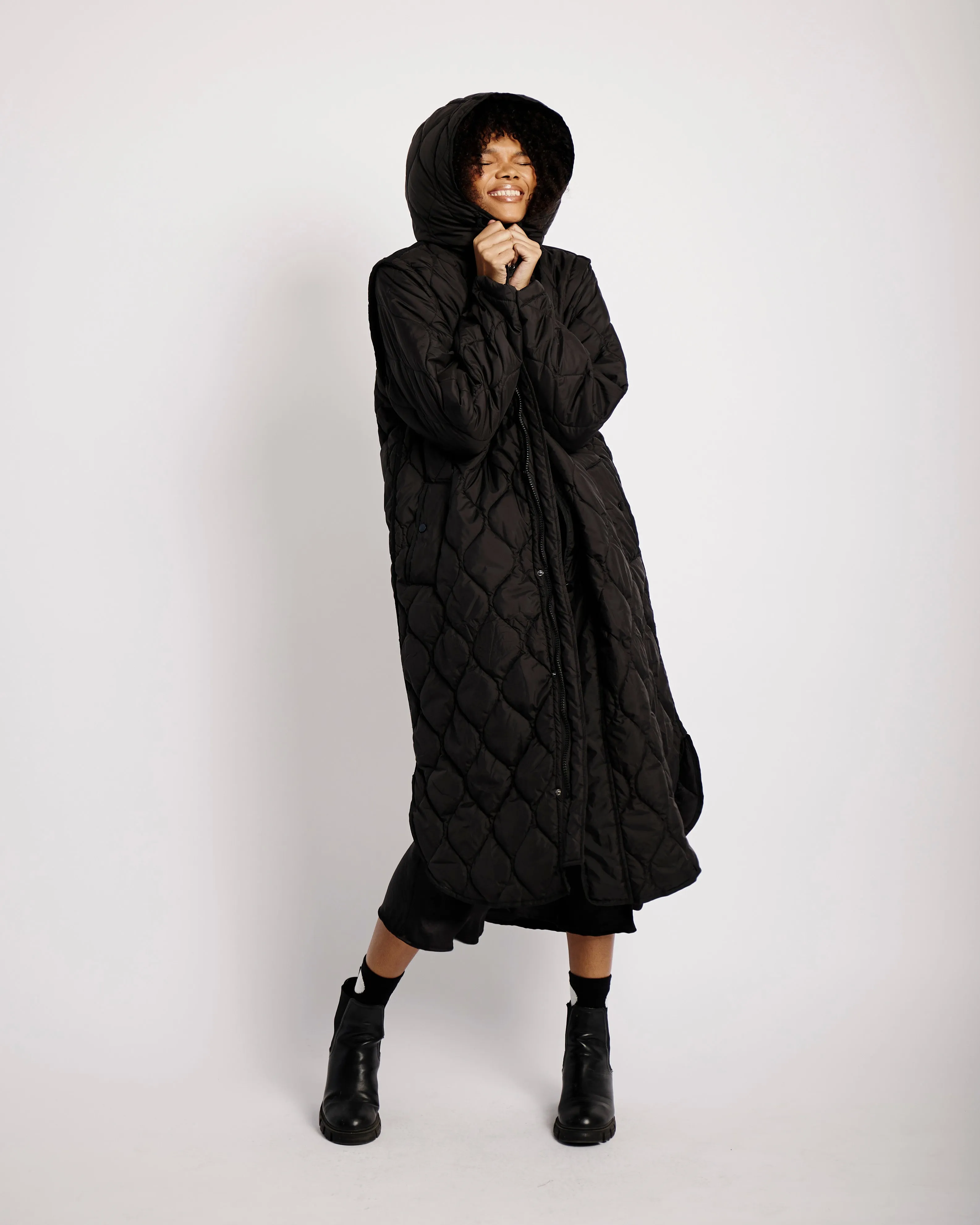 Black Quilted Puffer in