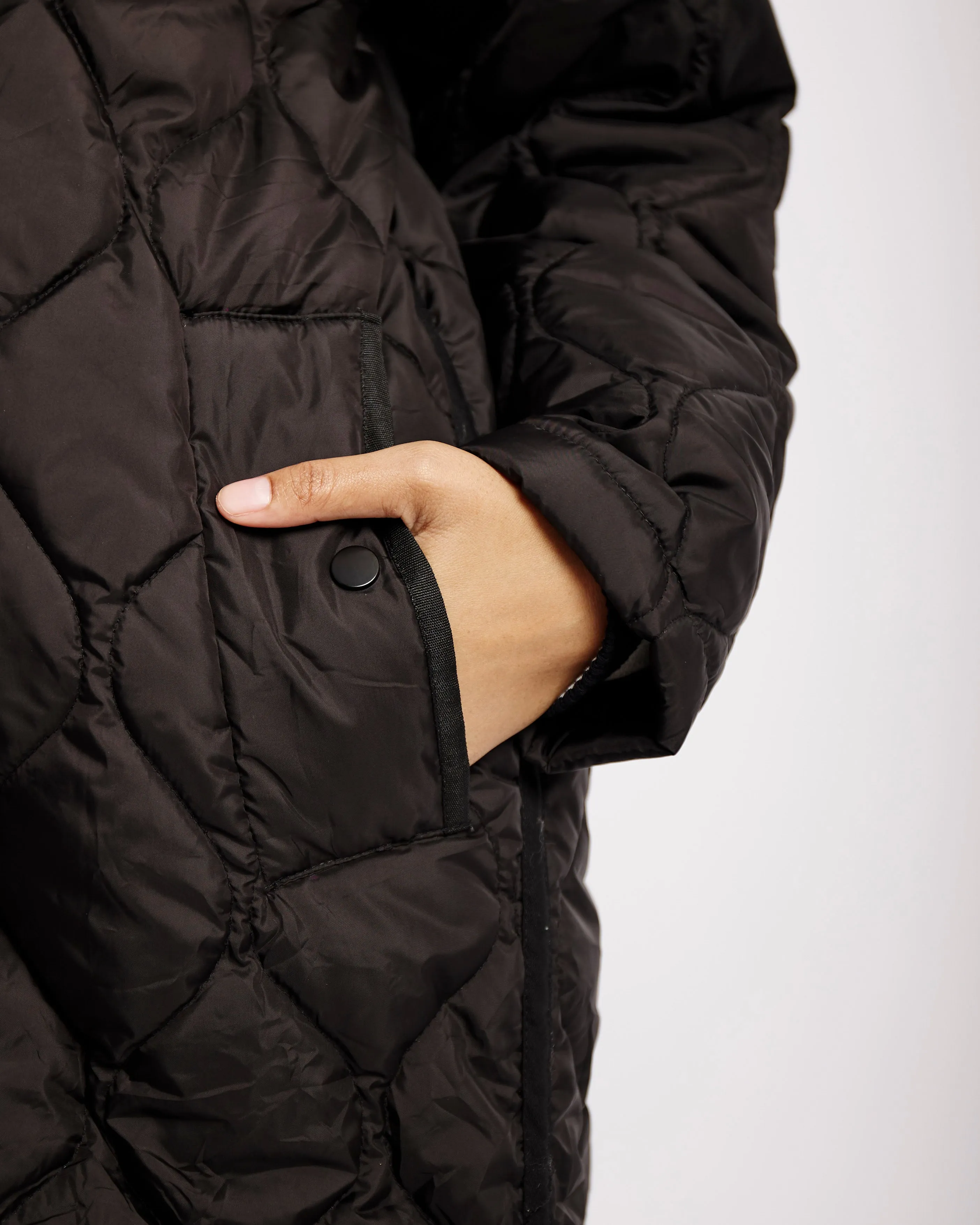 Black Quilted Puffer in