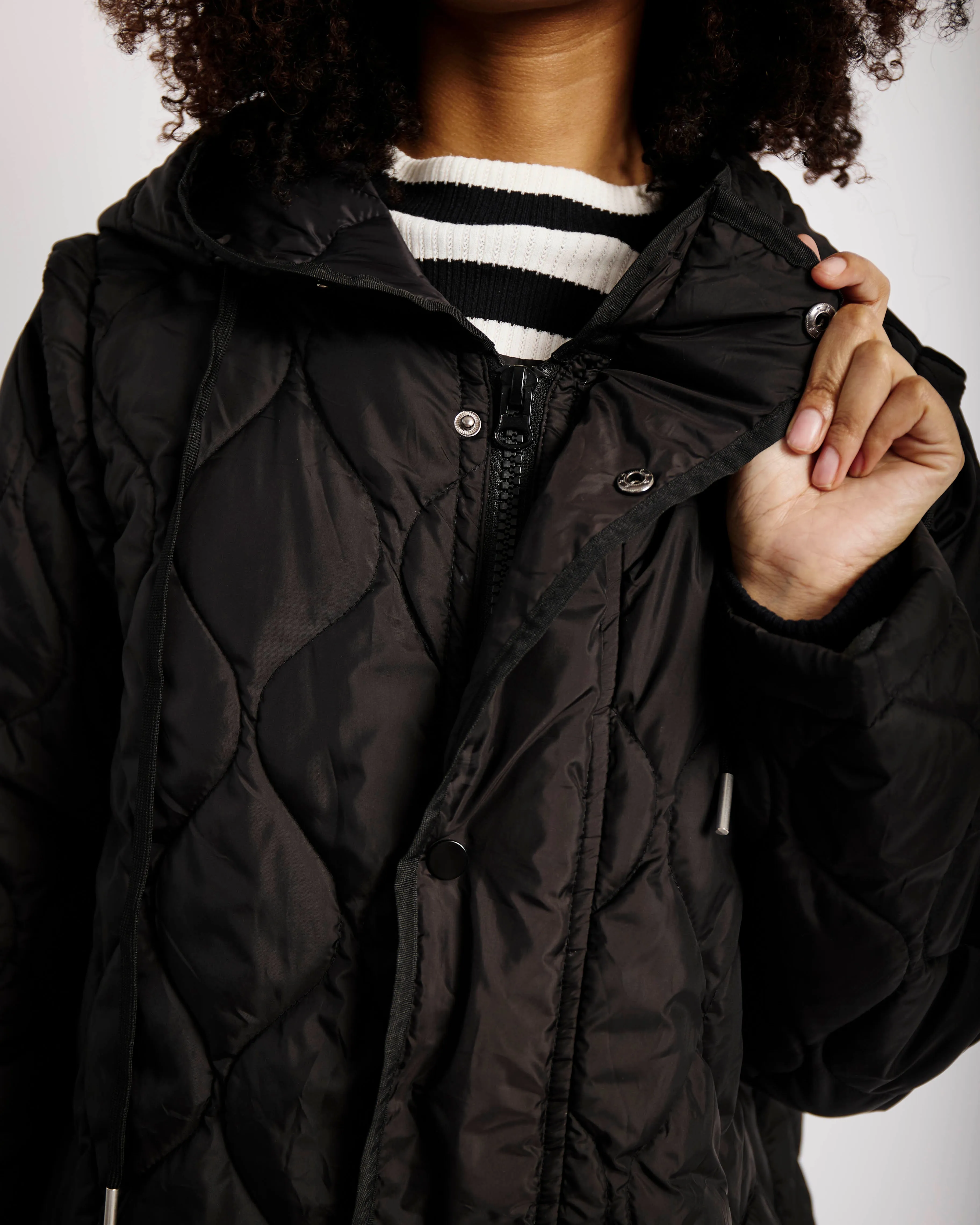 Black Quilted Puffer in