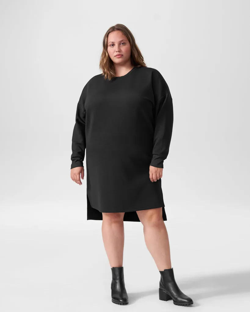 Black Rosie Side Slit Sweatshirt Dress