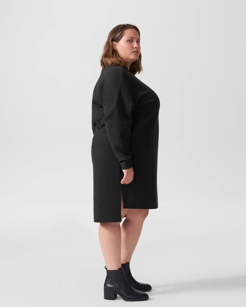 Black Rosie Side Slit Sweatshirt Dress