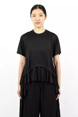 Black Ruffled Hem T-Shirt