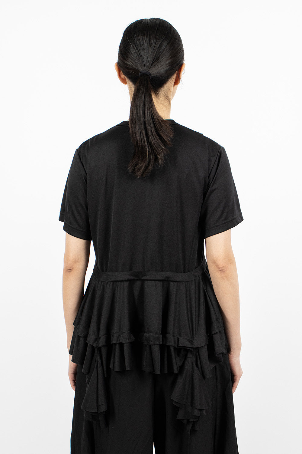 Black Ruffled Hem T-Shirt