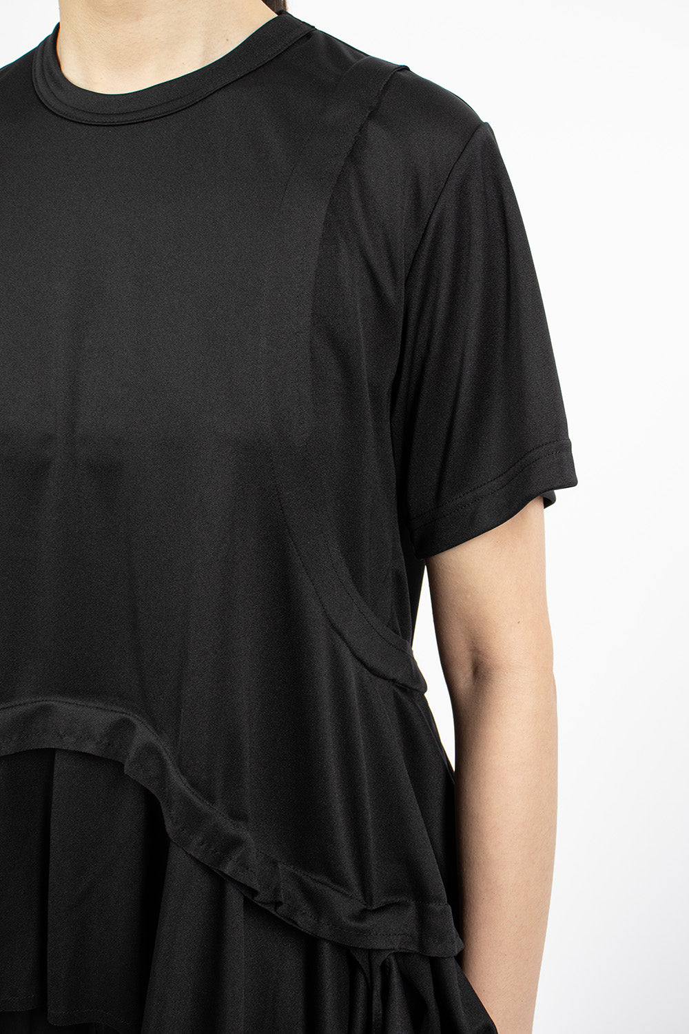 Black Ruffled Hem T-Shirt