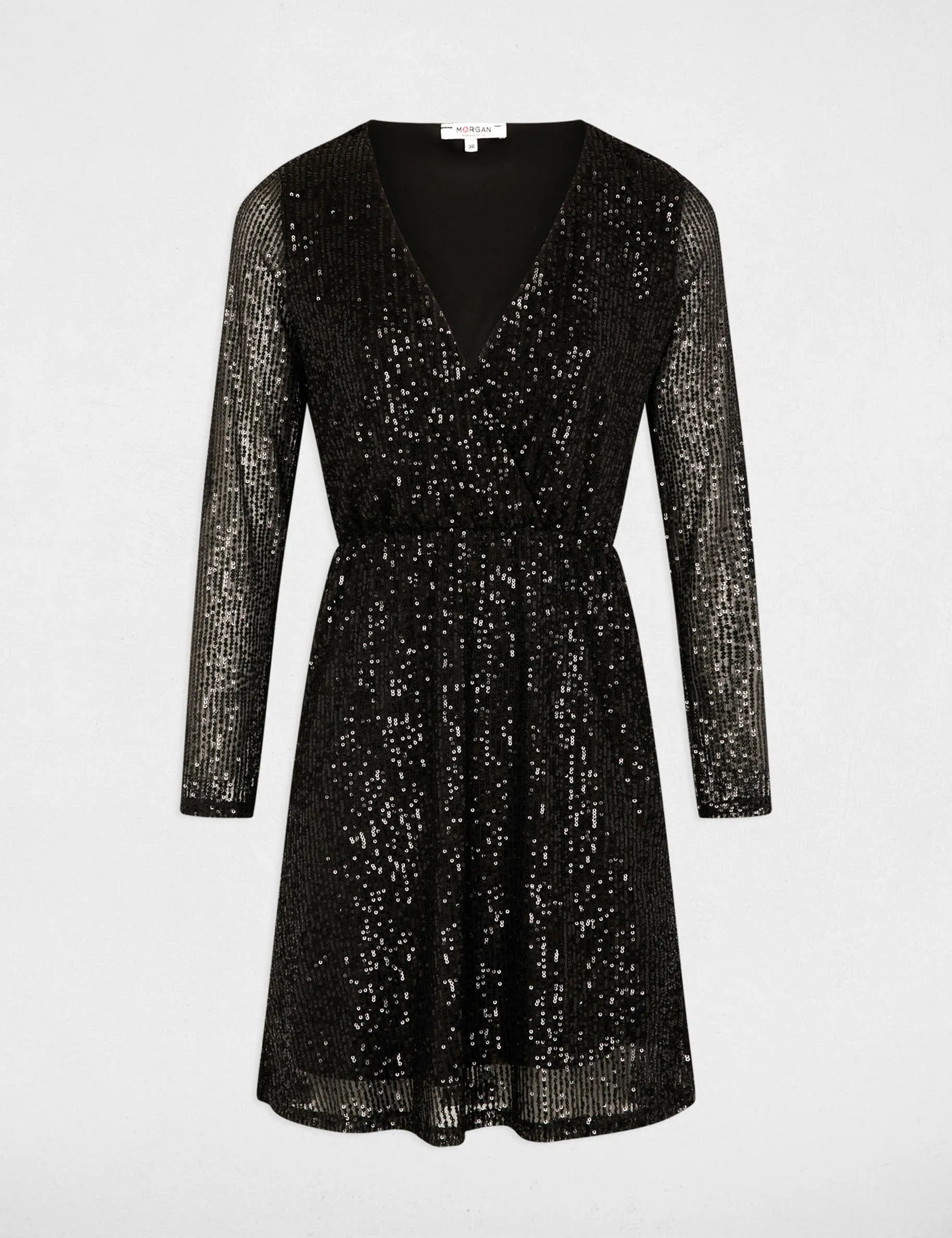 Black Sequins Fitted Mini Dress for Women