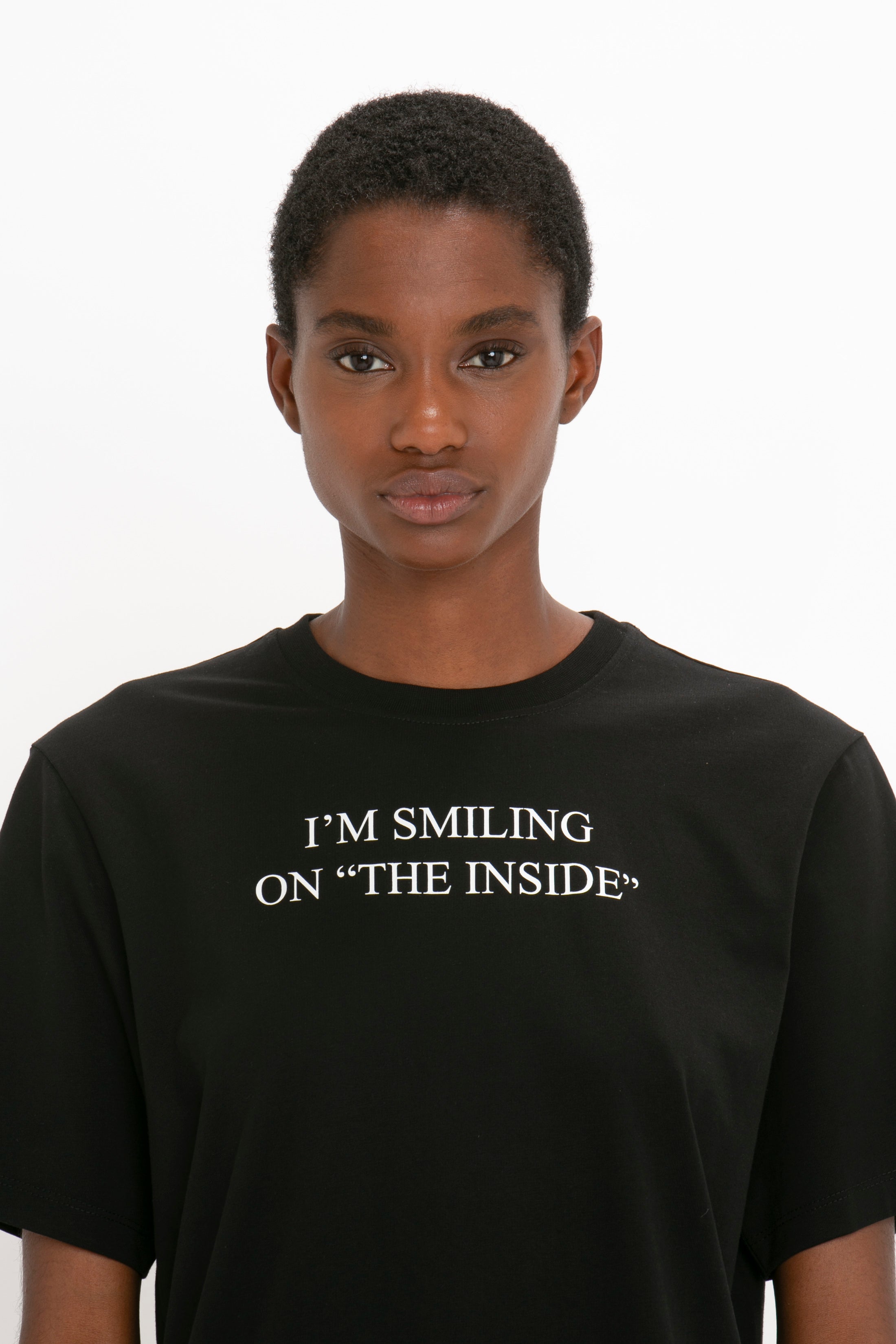 Black Smiling On The Inside Slogan T-Shirt