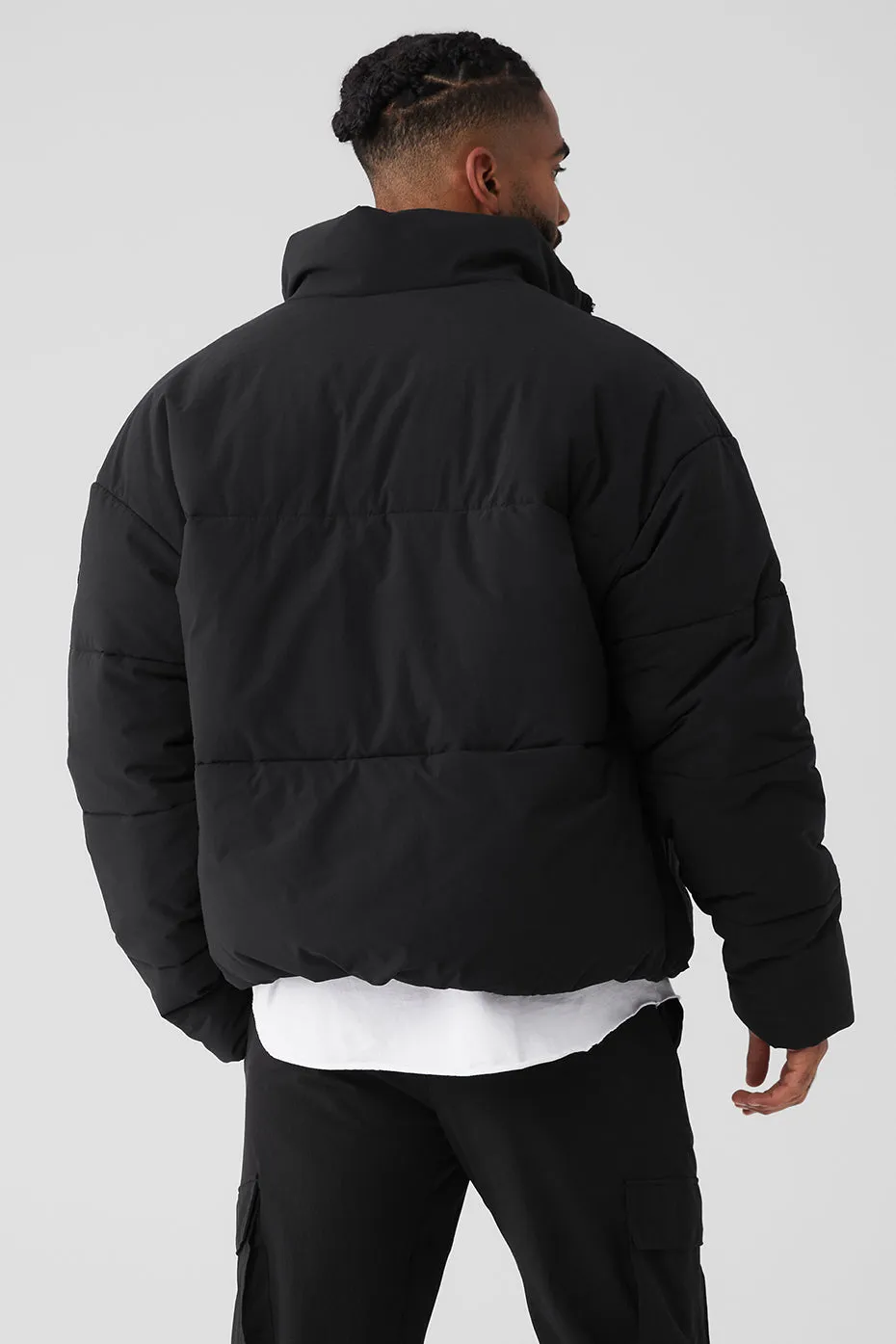 Black Stretch Woven Street Puffer