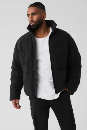 Black Stretch Woven Street Puffer