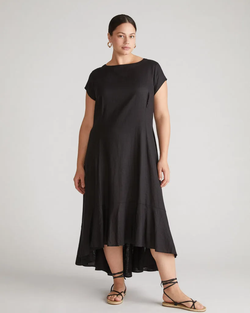 Black Sunset Linen Flounce Dress