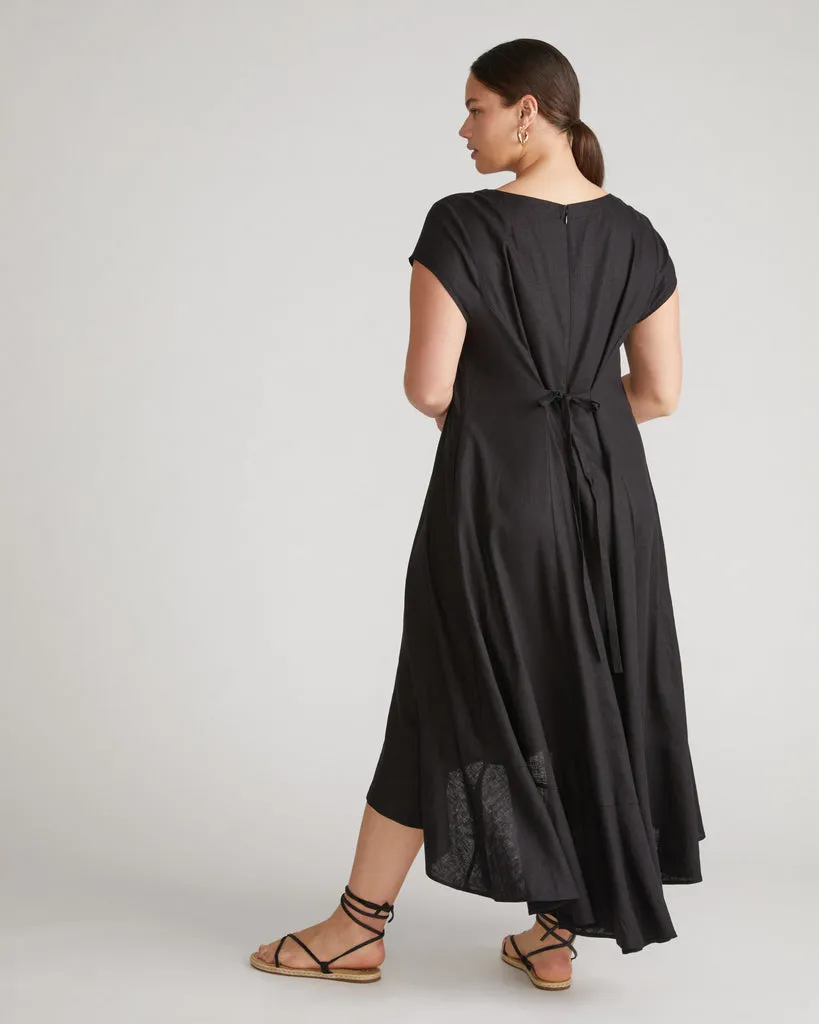 Black Sunset Linen Flounce Dress